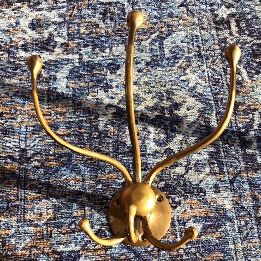 Vintage Brass Coat Hanger Clothing Hat Hook